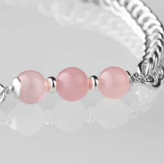 Bracelet maille chaine Persane pierres fines quartz roses